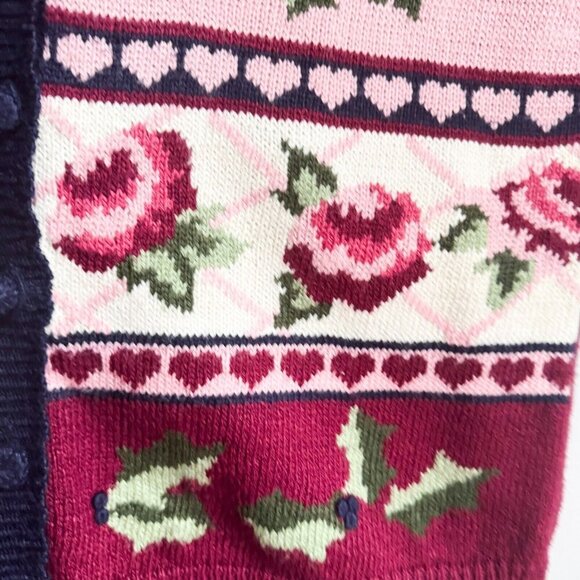 Vintage Jantzen Classics Colourful Floral Bell Christmas Cardigan L - Picture 4 of 9